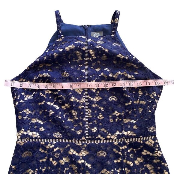 Vince Camuto | Allover Lace Halter Midi Dress, Size 12 - Picture 10 of 13